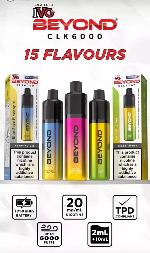 IVG BEYOND CLK6000 | Rechargeable Vape Kit | 20mg Nicotine | Box of 5