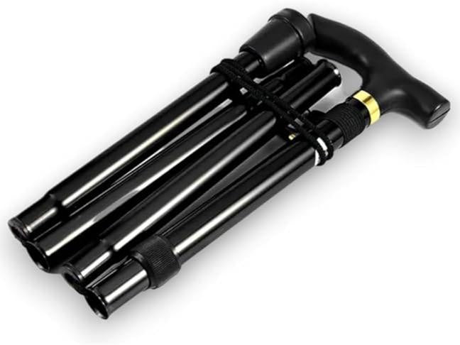 Foldable Lightweight Walking Aid for Men & Women, Collapsible Walking Canes, Adjustable Folding Walking Stick, Aluminium Mobility Aid For Ladies - Black