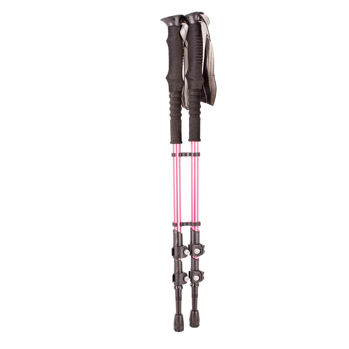 Pair of Premium Trekking Poles - Lightweight, Adjustable Trekking Poles for Hiking, Camping & Backpacking - Walking Sticks w/Cork Grip and Padded Strap - Red/Black, Black, Pink/Black
