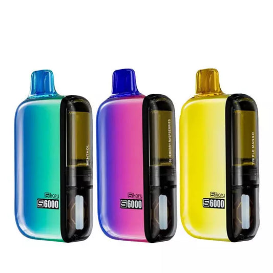Sikary S6000 Vape Pod – 6000 Puffs, Rechargeable 800mAh Battery, 10ml E-Liquid, 20mg Salt Nicotine, Built-In Mesh Coil
