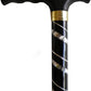 Deluxe Black with Silver Etched Engraved Flecked Stripes Pattern Ladies Adjustable Walking Stick Cane - 23" - 38.5"