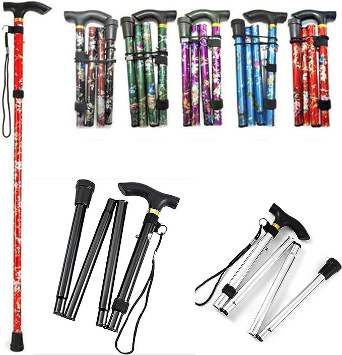 ONEBRAND Walking Stick - Adjustable and Foldable - Lightweight - Comfortable Grip - Durable Walking Aid Mobility Aid - Collapsible Walking Stick.