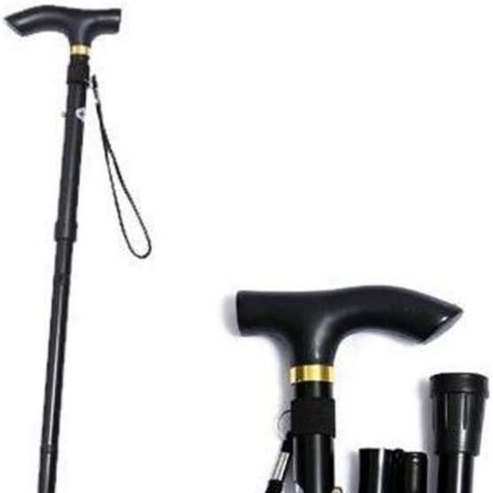 Black Folding Walking Stick - Lightweight, Adjustable, and Easy to Use Walking Sticks - Walking Stick With Soft Grip