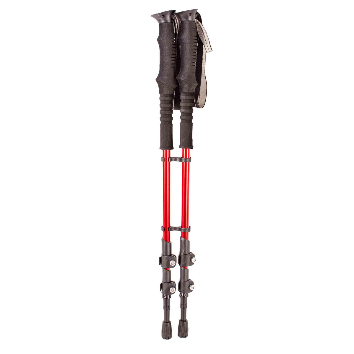 Pair of Premium Trekking Poles - Lightweight, Adjustable Trekking Poles for Hiking, Camping & Backpacking - Walking Sticks w/Cork Grip and Padded Strap - Red/Black, Black, Pink/Black