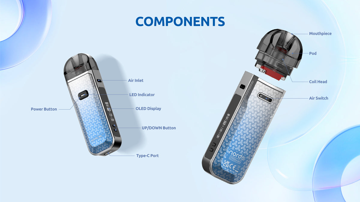 Smok Nord 5 Pod Kit - Unleash Versatility & Performance 5-80W Adjustable Power Output - Powerful 2000mAh Battery