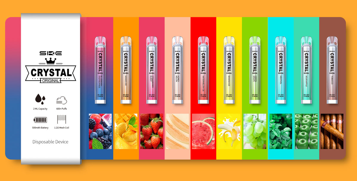SKE Crystal Bar Vape - 20mg Nicotine Strength - 500mAh Battery - 11W Power - 1.2Ω Mesh Coil Technology