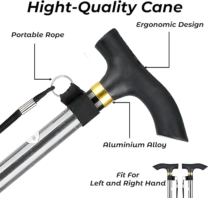 Walking Stick, Heavy Duty Durable & Folding Walking Sticks for Men, Extendable Walking Sticks for Women, Disability Aids Folding Walking Sticks for Ladies