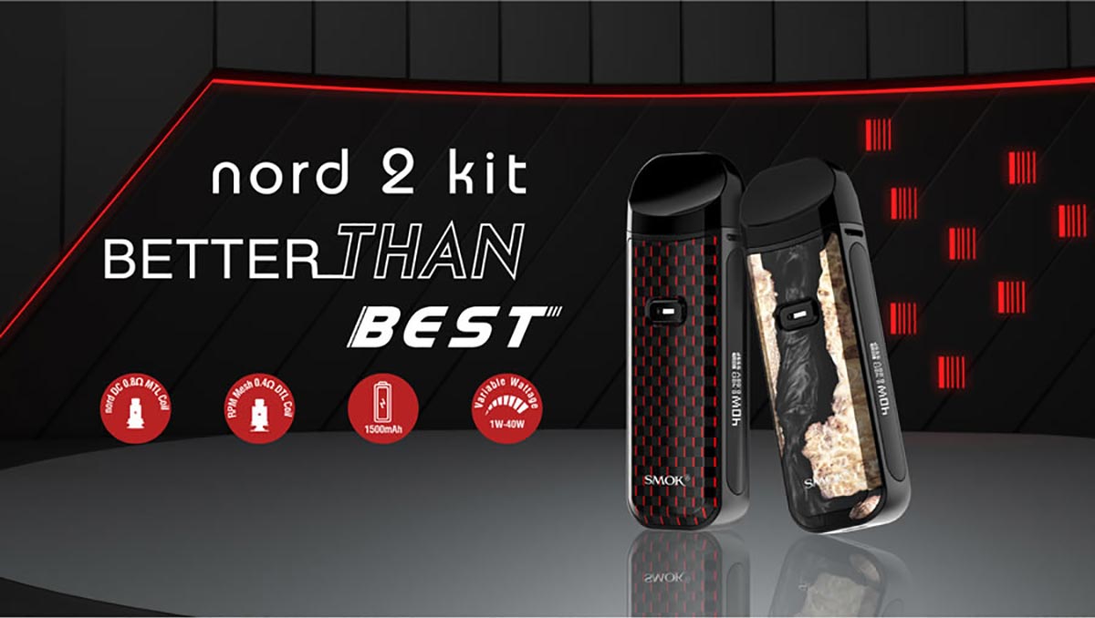 Smok Nord 2 Pod Kit - 5-40W Power Output - Rapid Charging 1500mAh Battery