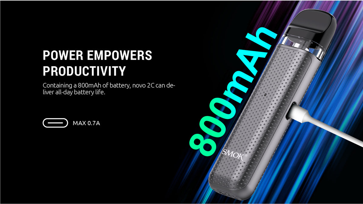 Smok Novo 2C Pod Kit - Elevate Your Vaping Experience Up to 30W Output - Integrated 800mAh Battery
