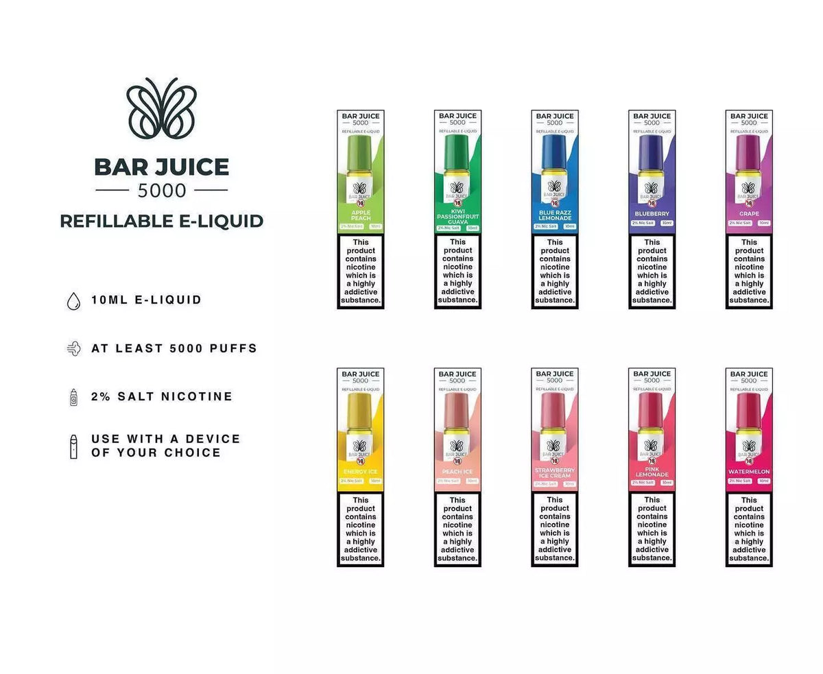 Bar Juice 5000 10ml Nic Salt 10mg 20mg PACK OF 10
