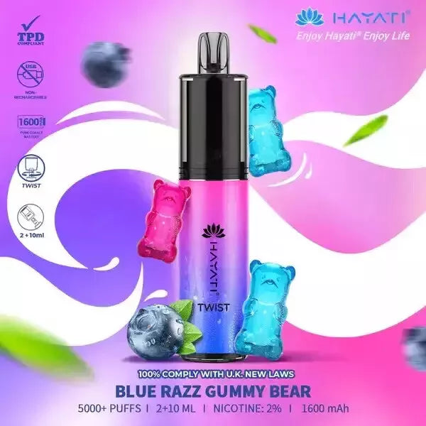 Hayati Twist 5000 Vape Pod – 5000 Puffs, 1650mAh Rechargeable Battery, 20mg Nicotine, Type-C USB Charging, TPD Compliant