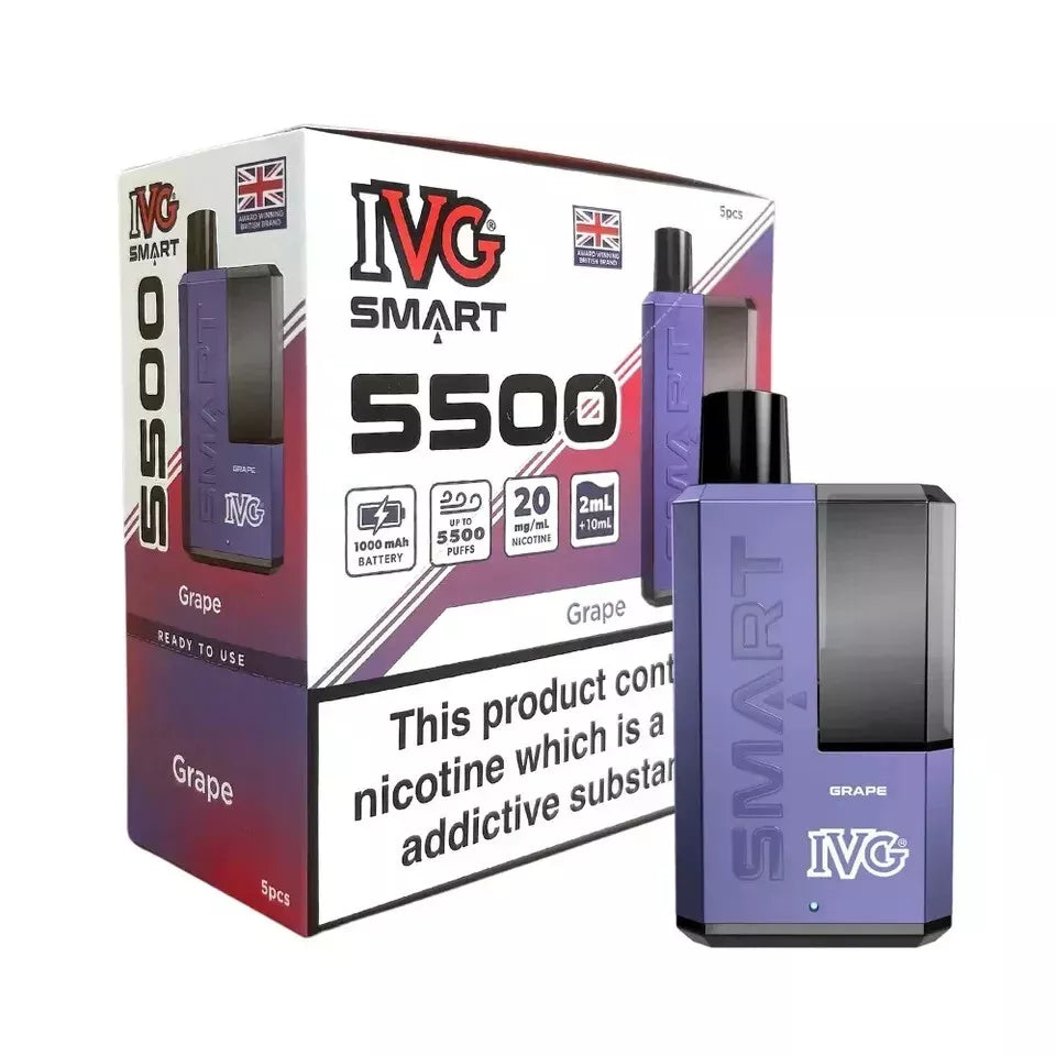IVG SMART 5500 Vape Big Puff Vape All Flavours | Box of 5