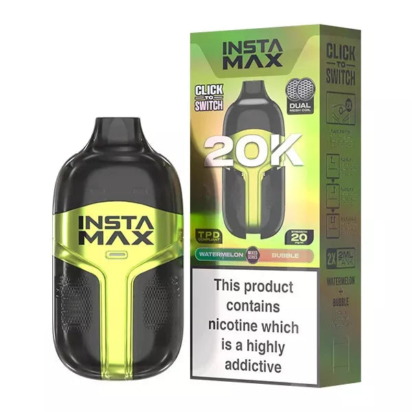 InstaFill InstaMax 20K Vape Pod – 20,000 Puffs, Rechargeable 800mAh Battery, Dual 2ml Tanks, 20mg Nic Salt, Dual Mesh Coil