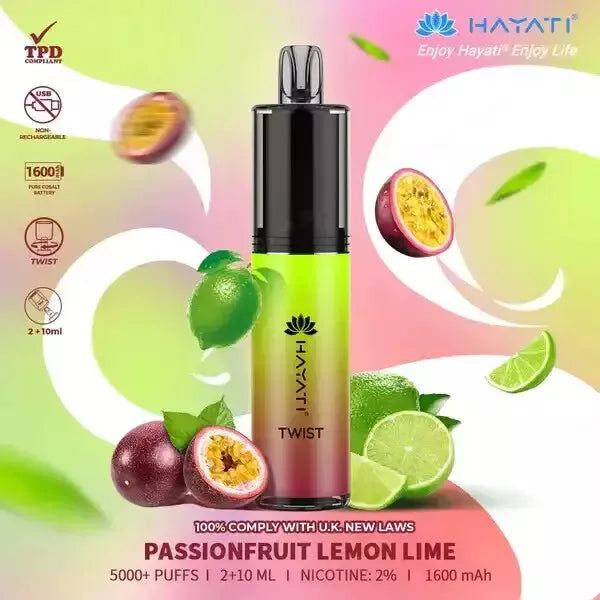 Hayati Twist 5000 Vape Pod – 5000 Puffs, 1650mAh Rechargeable Battery, 20mg Nicotine, Type-C USB Charging, TPD Compliant