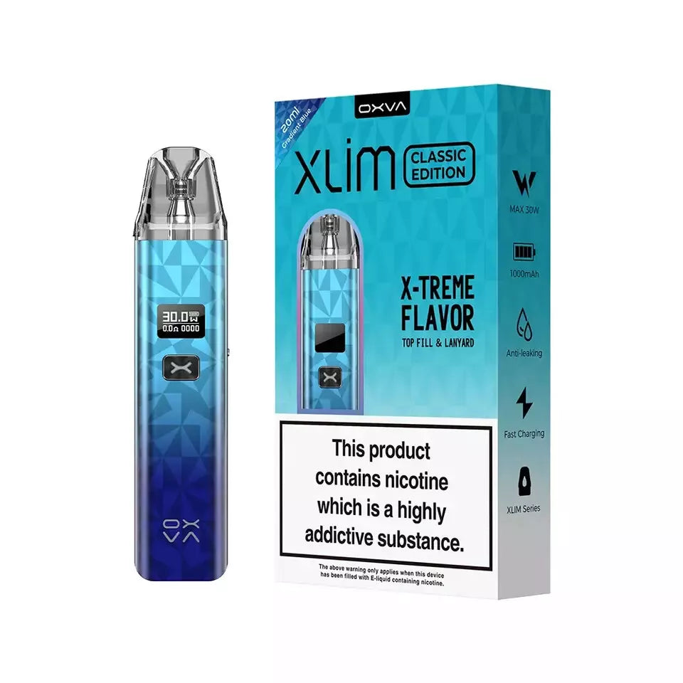 Oxva Xlim Classic Pod Vape Kit – 1000mAh Battery, 5-30W Output, Adjustable Airflow, Type-C Charging, Compatible with V2, V3 & Prefilled Pods