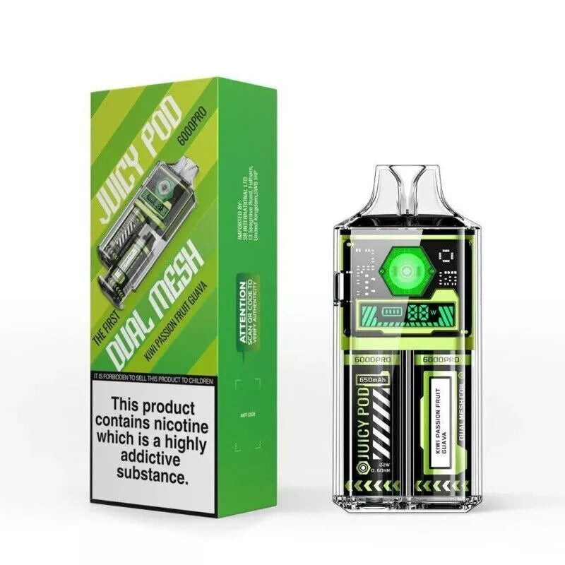 Juicy Pod Good Pro 6000 Vape Pod – 6000 Puffs, 650mAh Rechargeable Battery, 2ml Pod & 10ml, 20mg Nic Salt, MTL Vaping