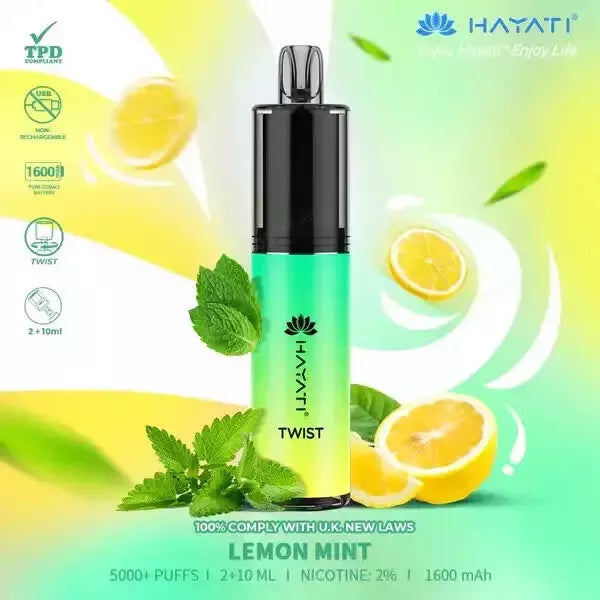 Hayati Twist 5000 Vape Pod – 5000 Puffs, 1650mAh Rechargeable Battery, 20mg Nicotine, Type-C USB Charging, TPD Compliant