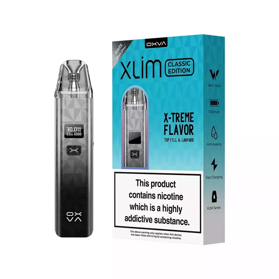 Oxva Xlim Classic Pod Vape Kit – 1000mAh Battery, 5-30W Output, Adjustable Airflow, Type-C Charging, Compatible with V2, V3 & Prefilled Pods