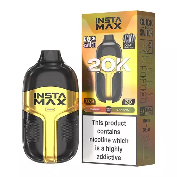 InstaFill InstaMax 20K Vape Pod – 20,000 Puffs, Rechargeable 800mAh Battery, Dual 2ml Tanks, 20mg Nic Salt, Dual Mesh Coil