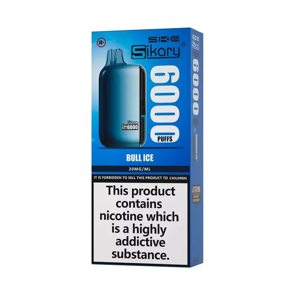 Sikary S6000 Vape Pod – 6000 Puffs, Rechargeable 800mAh Battery, 10ml E-Liquid, 20mg Salt Nicotine, Built-In Mesh Coil