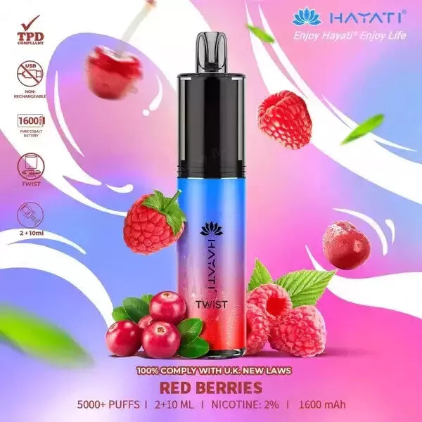 Hayati Twist 5000 Vape Pod – 5000 Puffs, 1650mAh Rechargeable Battery, 20mg Nicotine, Type-C USB Charging, TPD Compliant