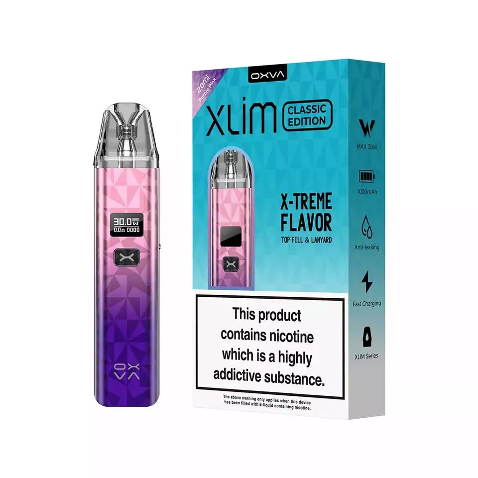 Oxva Xlim Classic Pod Vape Kit – 1000mAh Battery, 5-30W Output, Adjustable Airflow, Type-C Charging, Compatible with V2, V3 & Prefilled Pods