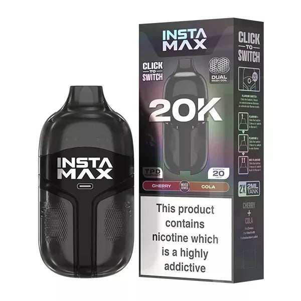 InstaFill InstaMax 20K Vape Pod – 20,000 Puffs, Rechargeable 800mAh Battery, Dual 2ml Tanks, 20mg Nic Salt, Dual Mesh Coil