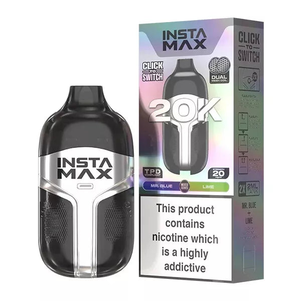 InstaFill InstaMax 20K Vape Pod – 20,000 Puffs, Rechargeable 800mAh Battery, Dual 2ml Tanks, 20mg Nic Salt, Dual Mesh Coil