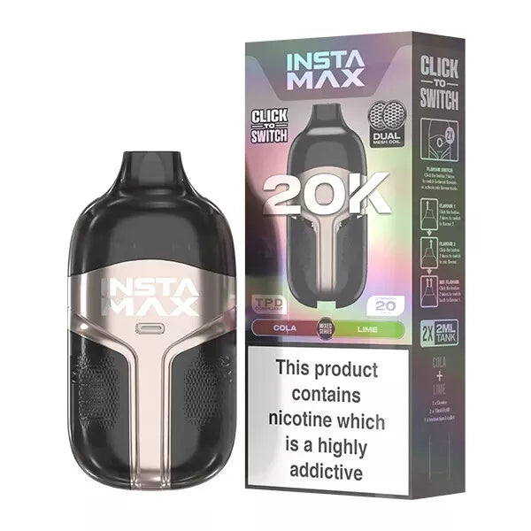 InstaFill InstaMax 20K Vape Pod – 20,000 Puffs, Rechargeable 800mAh Battery, Dual 2ml Tanks, 20mg Nic Salt, Dual Mesh Coil