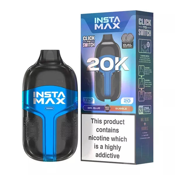 InstaFill InstaMax 20K Vape Pod – 20,000 Puffs, Rechargeable 800mAh Battery, Dual 2ml Tanks, 20mg Nic Salt, Dual Mesh Coil