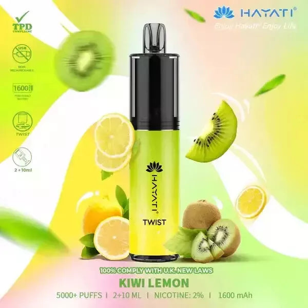 Hayati Twist 5000 Vape Pod – 5000 Puffs, 1650mAh Rechargeable Battery, 20mg Nicotine, Type-C USB Charging, TPD Compliant