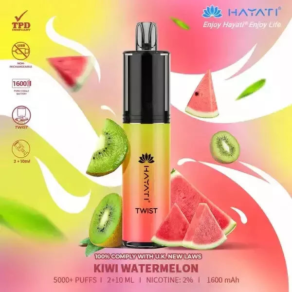 Hayati Twist 5000 Vape Pod – 5000 Puffs, 1650mAh Rechargeable Battery, 20mg Nicotine, Type-C USB Charging, TPD Compliant