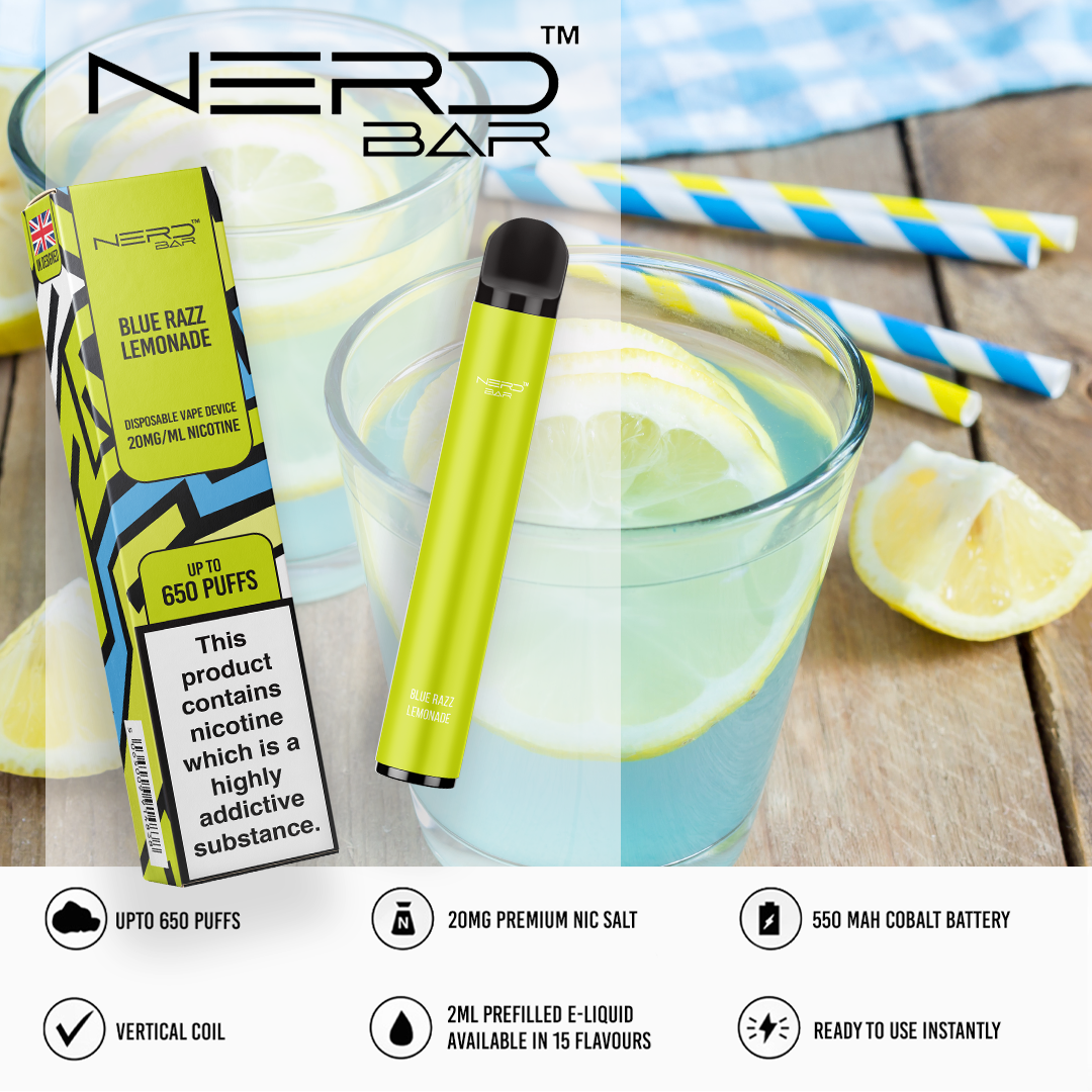NERD BAR 650 Pen - 20mg Nicotine Strength - 650 Puffs - 550mAh Battery