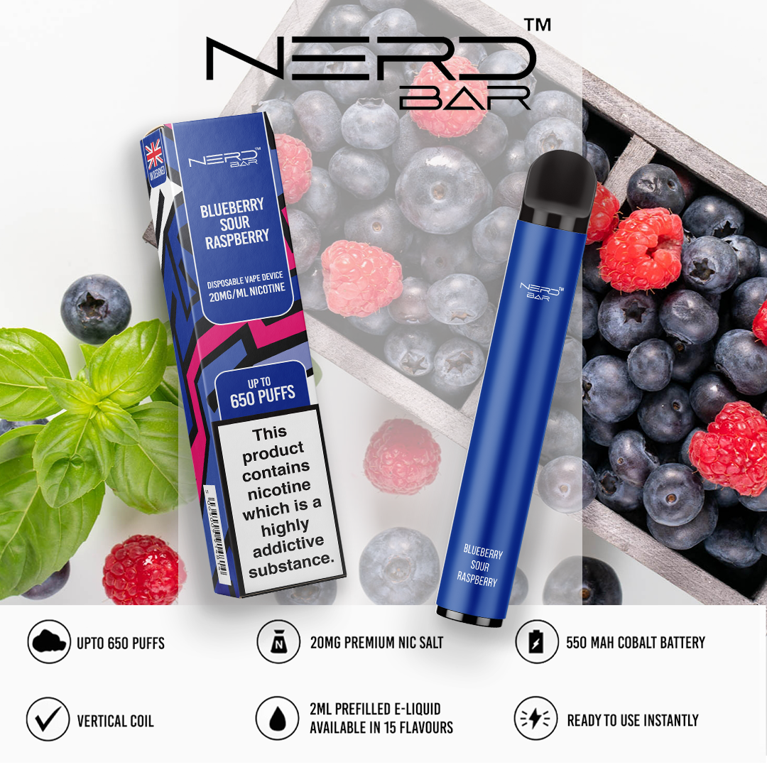NERD BAR 650 Pen - 20mg Nicotine Strength - 650 Puffs - 550mAh Battery