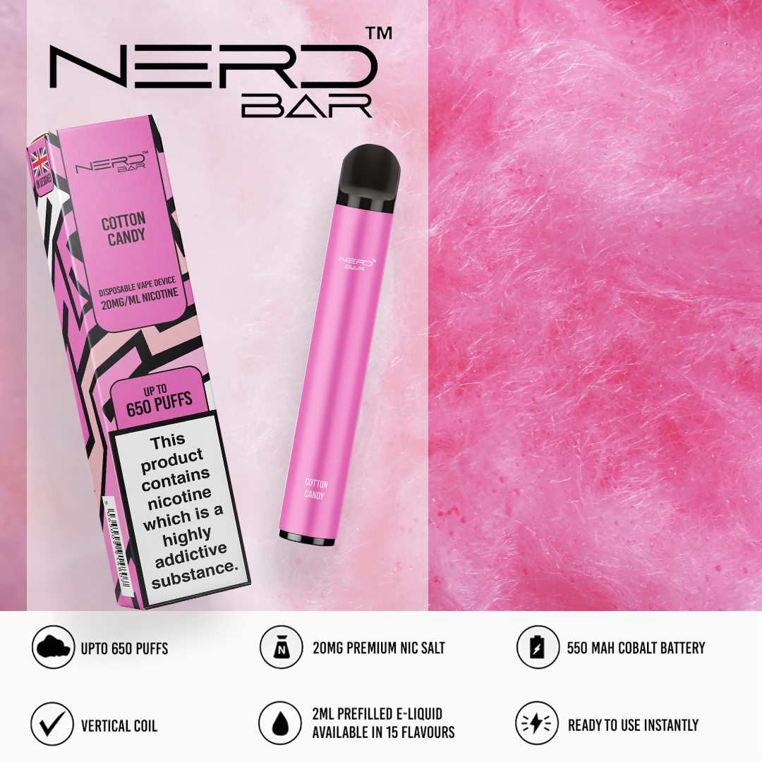 NERD BAR 650 Pen - 20mg Nicotine Strength - 650 Puffs - 550mAh Battery