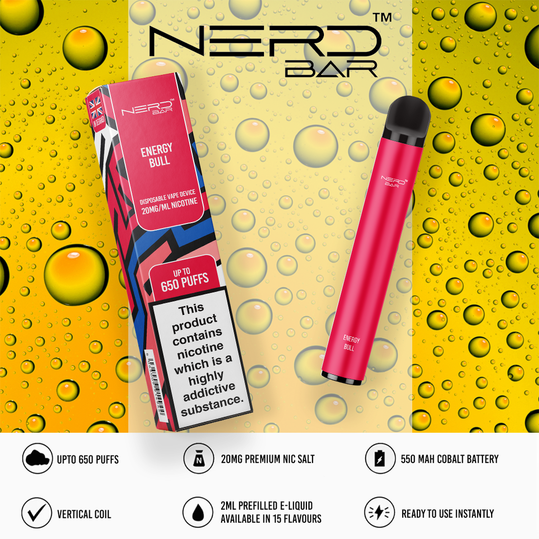 NERD BAR 650 Pen - 20mg Nicotine Strength - 650 Puffs - 550mAh Battery