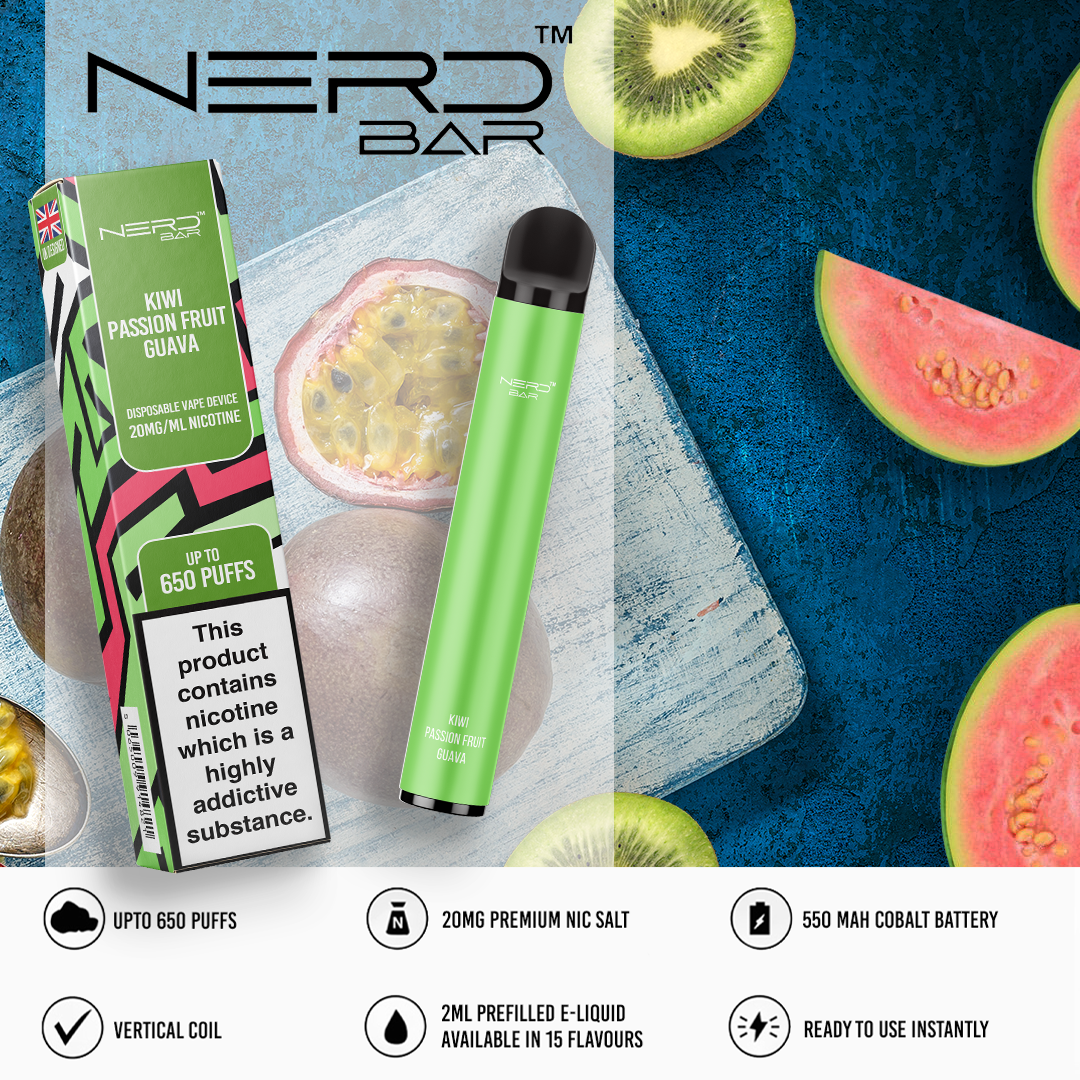 NERD BAR 650 Pen - 20mg Nicotine Strength - 650 Puffs - 550mAh Battery