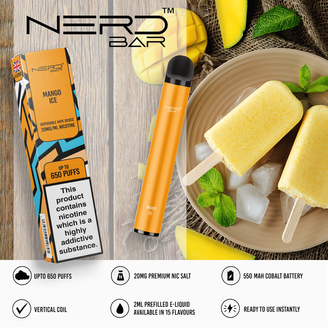 NERD BAR 650 Pen - 20mg Nicotine Strength - 650 Puffs - 550mAh Battery
