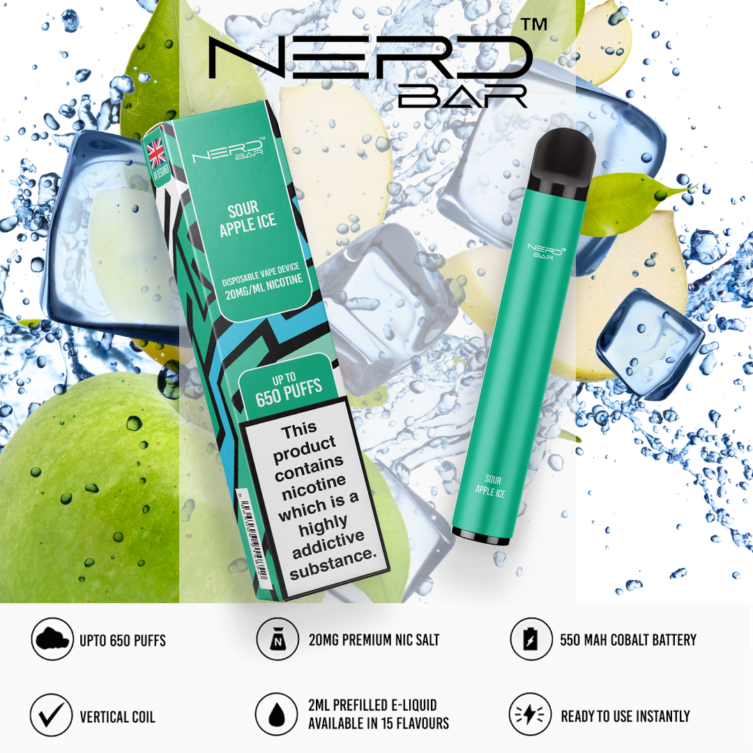 NERD BAR 650 Pen - 20mg Nicotine Strength - 650 Puffs - 550mAh Battery