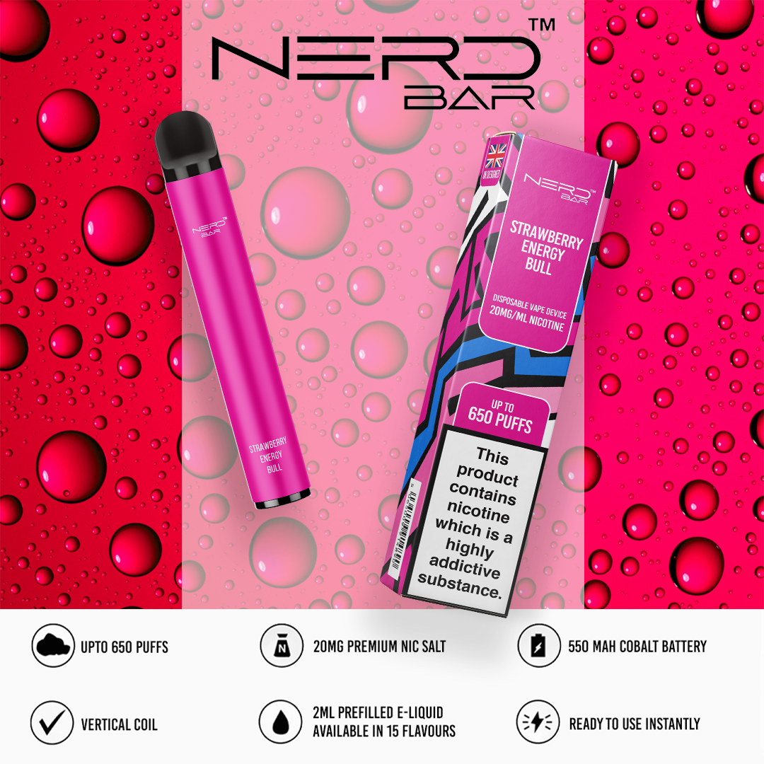 NERD BAR 650 Pen - 20mg Nicotine Strength - 650 Puffs - 550mAh Battery