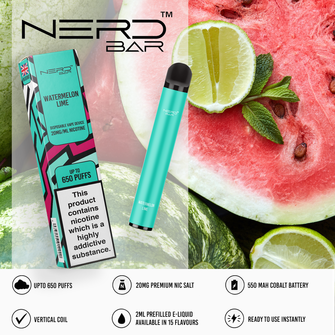 NERD BAR 650 Pen - 20mg Nicotine Strength - 650 Puffs - 550mAh Battery